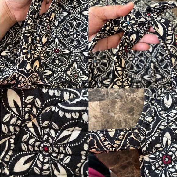 Vera Bradley Barcelona Black and white floral tote bag with pockets. - Picture 6 of 16